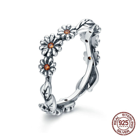 Venta caliente 100% plata esterlina 925 Anillo para Mujer con Diseño de Margaritas