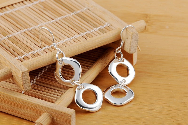 Pendientes de Plata 925 Moda para Mujer con Forma Geométrica Joyería de Alta Calidad