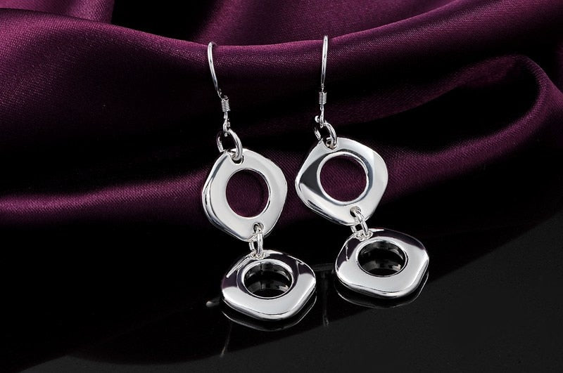 Pendientes de Plata 925 Moda para Mujer con Forma Geométrica Joyería de Alta Calidad