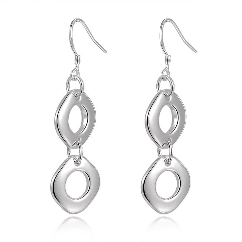 Pendientes de Plata 925 Moda para Mujer con Forma Geométrica Joyería de Alta Calidad